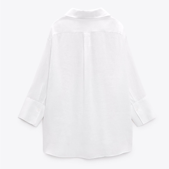 ZARA Asymmetric hem linen shirt - Picture 5 of 6